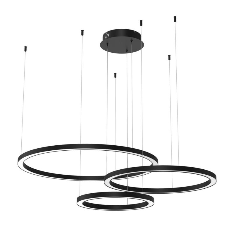 Lampa wisząca Milagro Galaxia 7891 czarno-biała trzy okręgi 80 cm  60 cm 40 cm wbudowany LED 85W 1 szt.