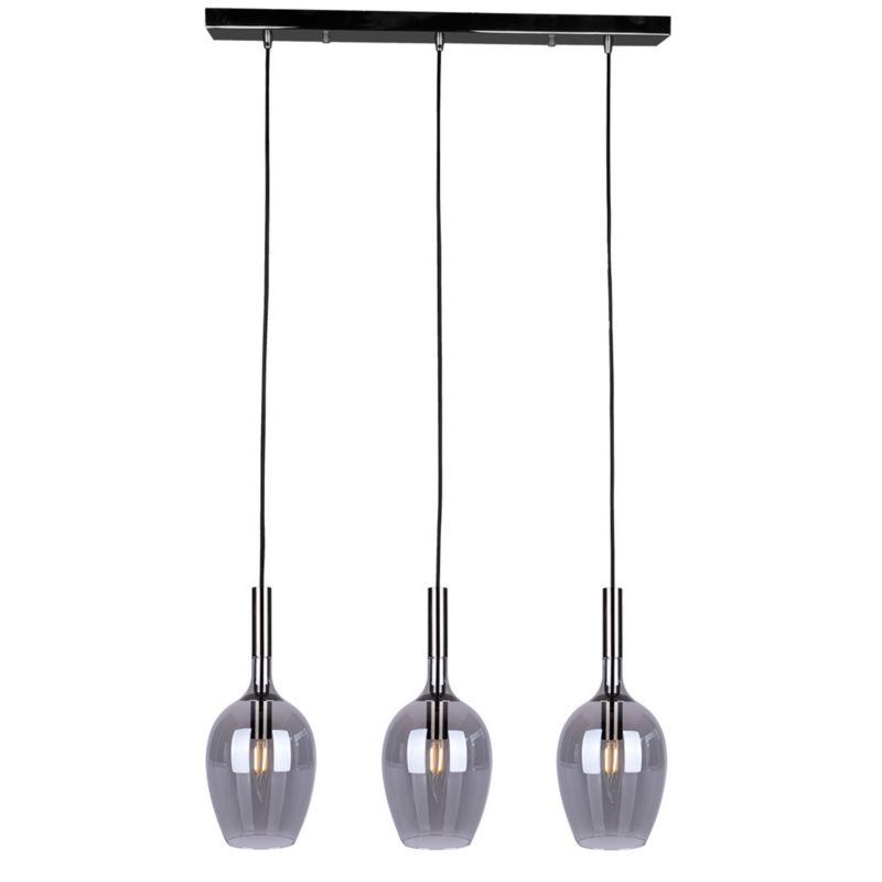 Lampa wisząca Milagro Lugano 8140 czarna-chromowana szerokość 60 cm 3xE14 x 40W 1 szt.