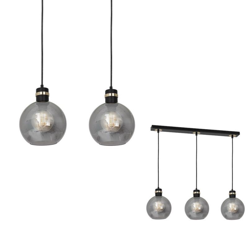 Lampa wisząca Milagro Omega Black Gold 3xE27 Dymione szkło 1 szt.