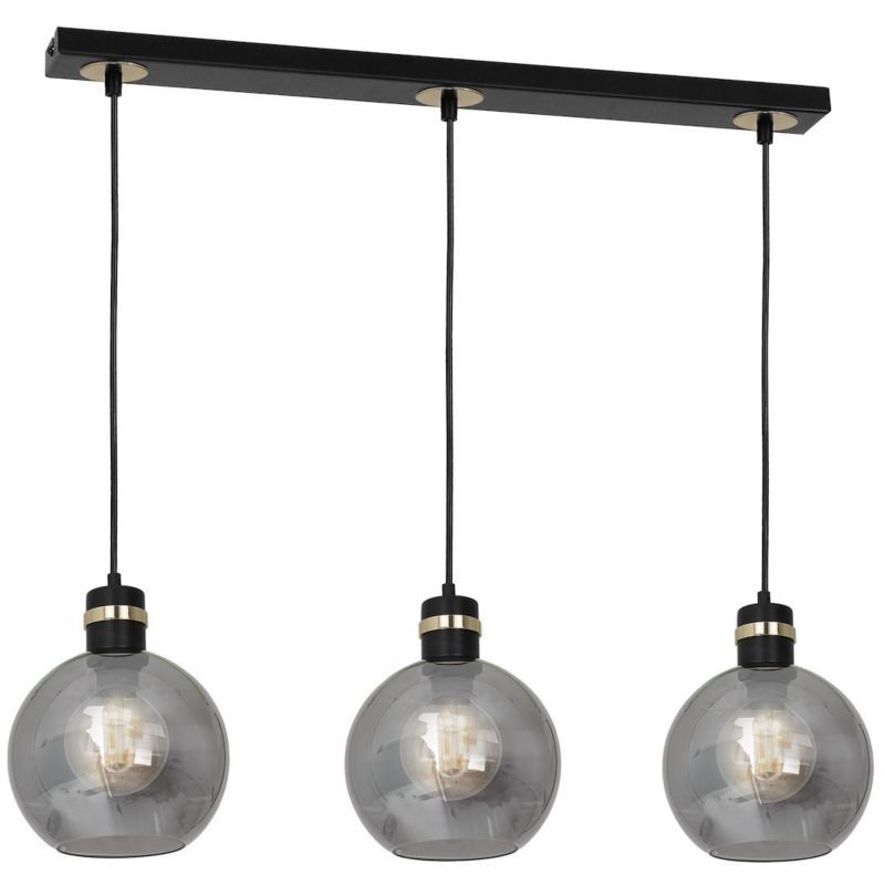 Lampa wisząca Milagro Omega Black Gold 3xE27 Dymione szkło 1 szt.
