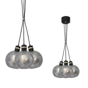Lampa wisząca Milagro Omega Black Gold 3xE27 Klosze z dymionego szkła 1 szt.