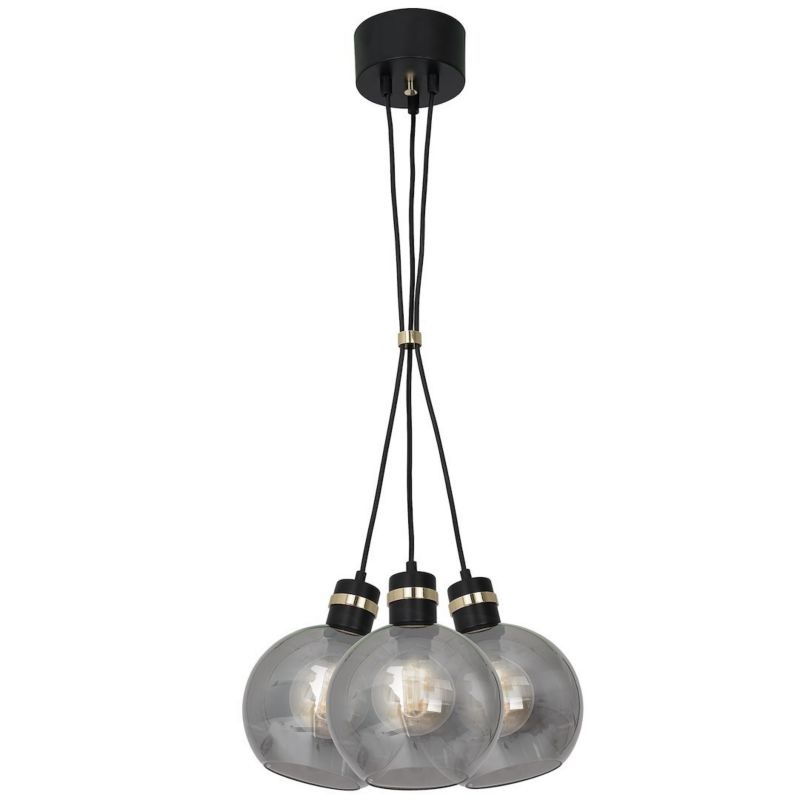 Lampa wisząca Milagro Omega Black Gold 3xE27 Klosze z dymionego szkła 1 szt.