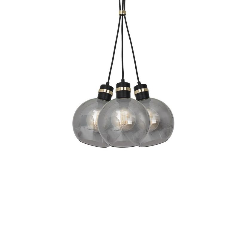 Lampa wisząca Milagro Omega Black Gold 3xE27 Klosze z dymionego szkła 1 szt.