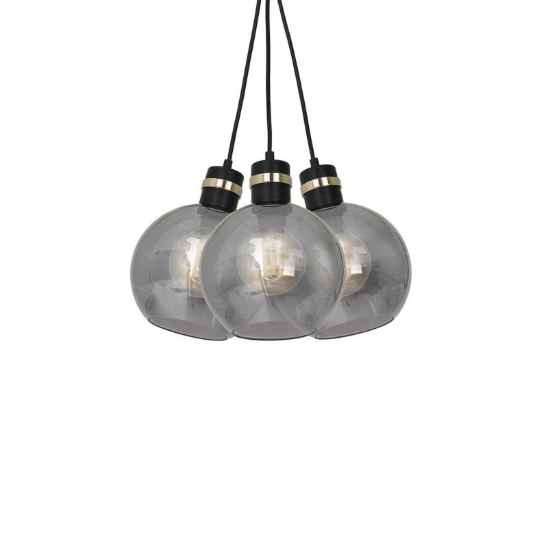 Lampa wisząca Milagro Omega Black Gold 3xE27 Klosze z dymionego szkła 1 szt.