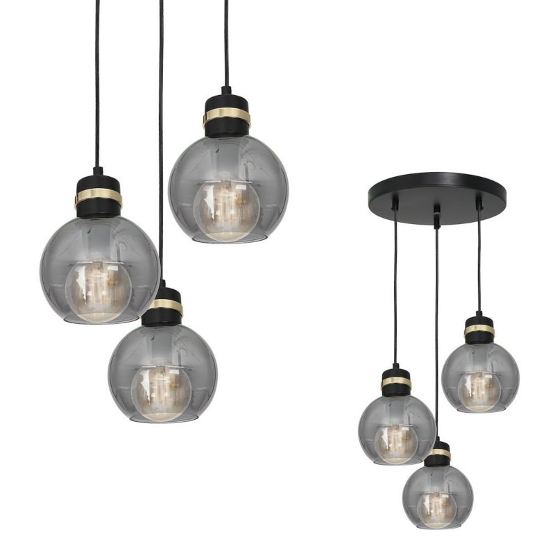 Lampa wisząca Milagro Omega Black/Gold Klosz Kulisty 3xE27 1 szt.