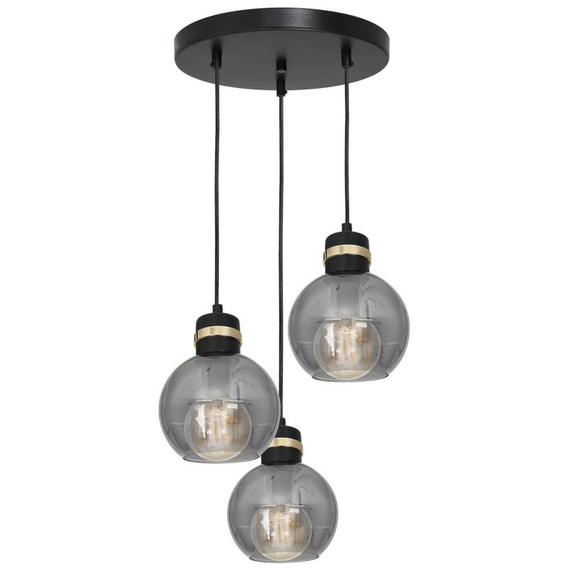 Lampa wisząca Milagro Omega Black/Gold Klosz Kulisty 3xE27 1 szt.