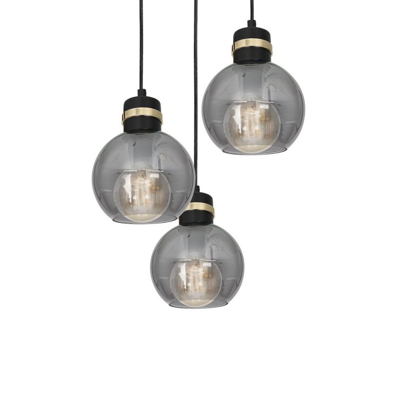 Lampa wisząca Milagro Omega Black/Gold Klosz Kulisty 3xE27 1 szt.