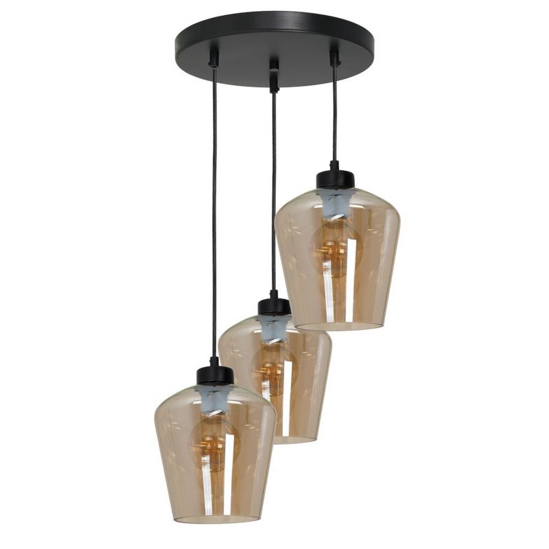 Lampa wisząca Milagro Santiago Amber 3xE27 Dymione szkło 1 szt.