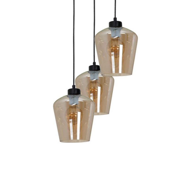 Lampa wisząca Milagro Santiago Amber 3xE27 Dymione szkło 1 szt.