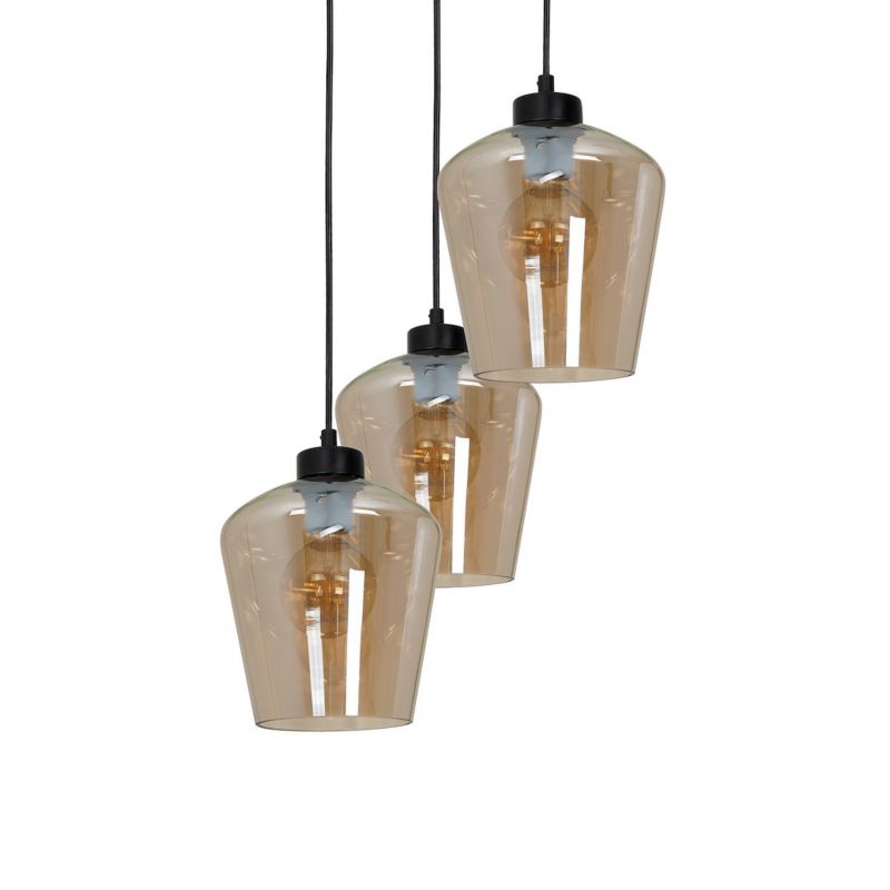 Lampa wisząca Milagro Santiago Amber 3xE27 Dymione szkło 1 szt.