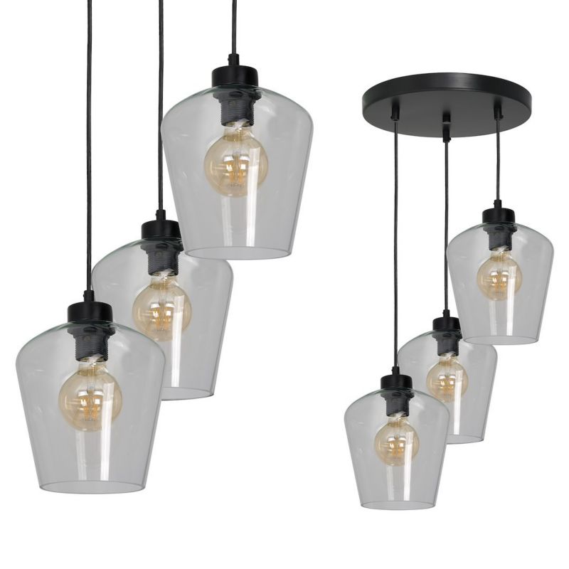 Lampa wisząca Milagro Santiago Clear 3xE27 dymione szkło 1 szt.