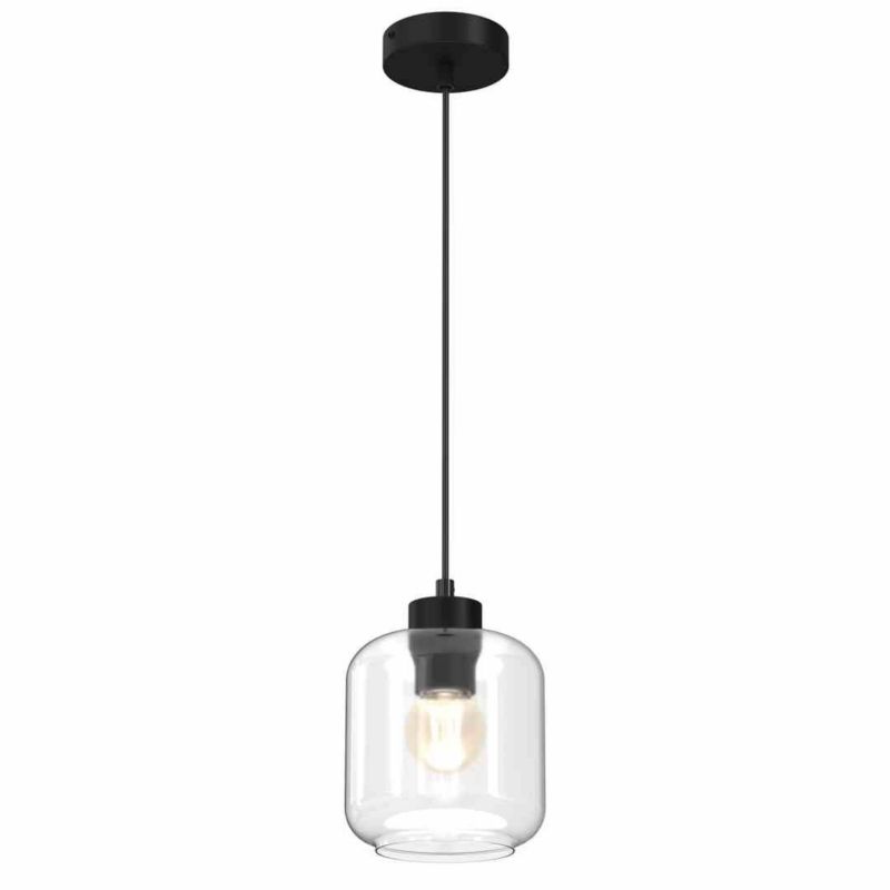 Lampa wisząca Milagro Sombra 3671 czarno-przezroczysta szklany klosz 1xE27 x 60W 1 szt.