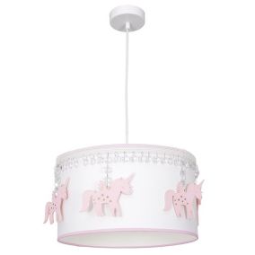Lampa wisząca MiLAGRO UNI 1xE27 Różowa Jednorożec 1 szt.