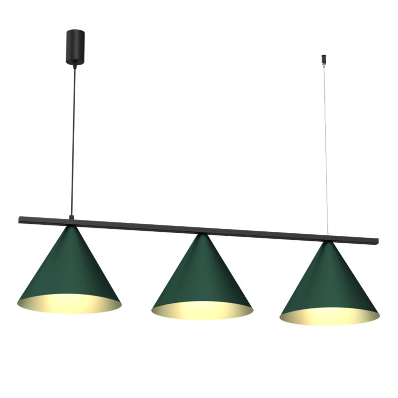 Lampa wisząca minimalistyczna butelkowa zielona stożki na sticku 3xGX53 9W CAPITAL Milagro 1 szt.