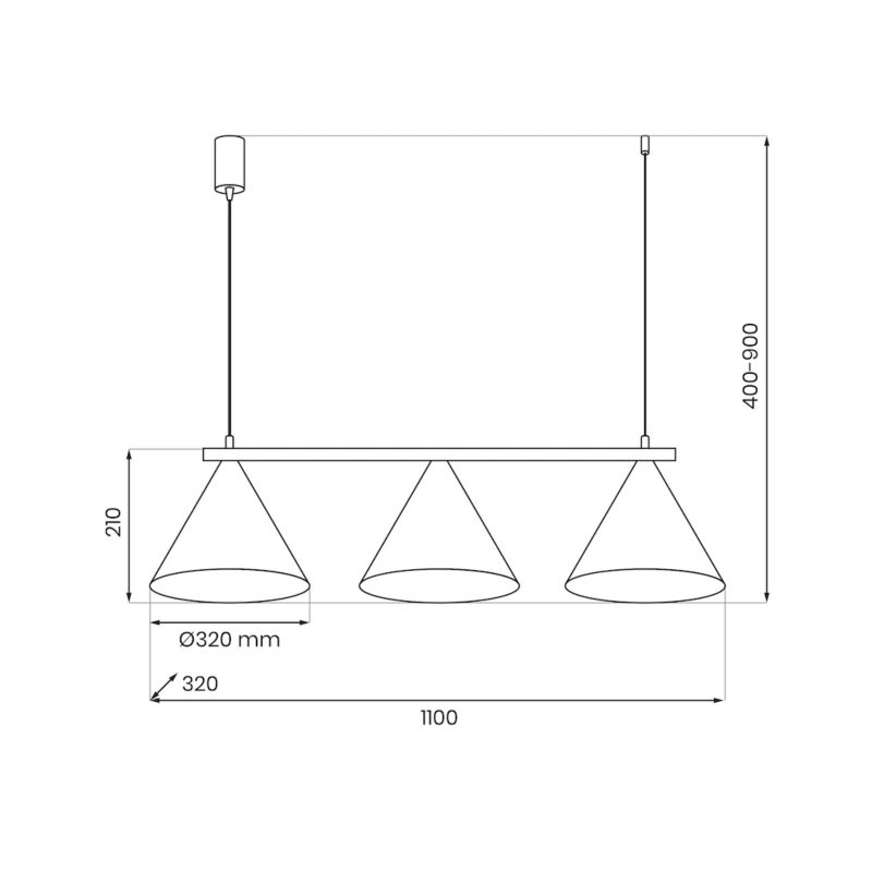 Lampa wisząca minimalistyczna czarna stożki na sticku 3xGX53 9W CAPITAL Milagro 1 szt.