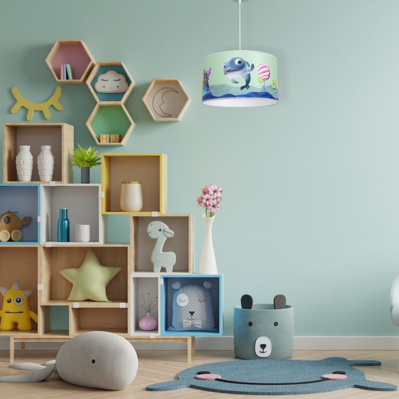 Lampa wisząca MiniMini Delfinka Finka mięta 1xE27 1 szt.