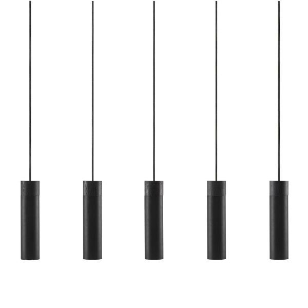 Lampa wisząca Nordlux Tilo 5x15W, GU10, drewno/metal, czarna, regulowane przewody, 1 szt.