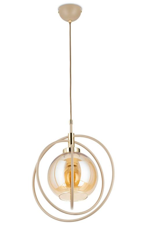 Lampa wisząca Nostra HowHomely beżowa szkło 1xE27 1 szt.