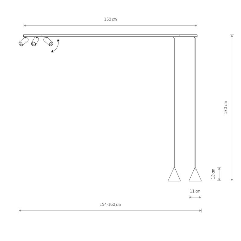 Lampa wisząca nowoczesna czarna reflektorki na listwie 5xGU10 10W FOURTY Nowodvorski 1 szt.