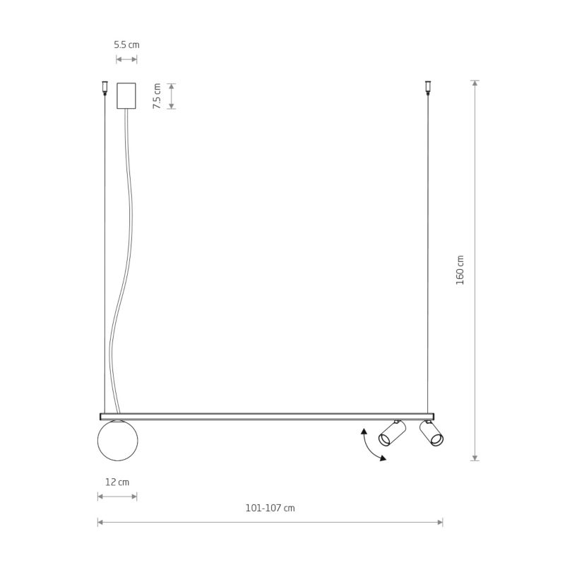 Lampa wisząca nowoczesna grafitowa reflektorki i kula 1xG9 10W + 2xGU10 10W FOURTY Nowodvorski 1 szt.