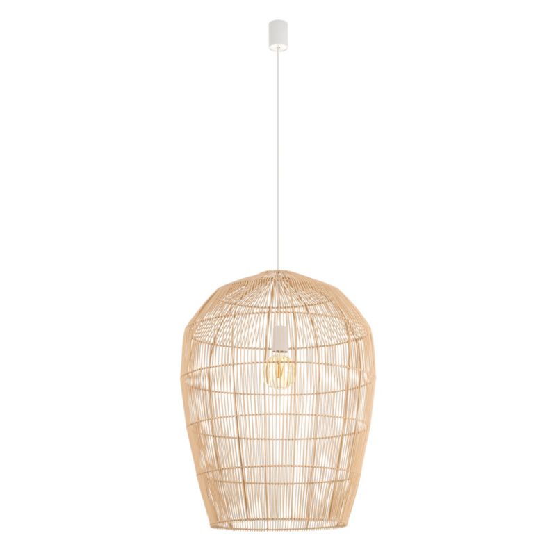 Lampa wisząca Nowodvorski Lighting Haiti L naturalne drewno-biała wym: 160 x 53,5 x 53,5 cm 1xE27 x 25W 1 szt.