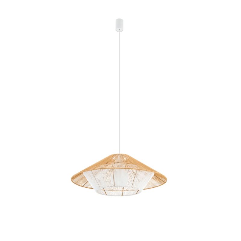 Lampa wisząca Nowodvorski Lighting Japandi M naturalne drewno-biała wym: 160 x 60 x 60 cm 1xE27 x 25W 1 szt.