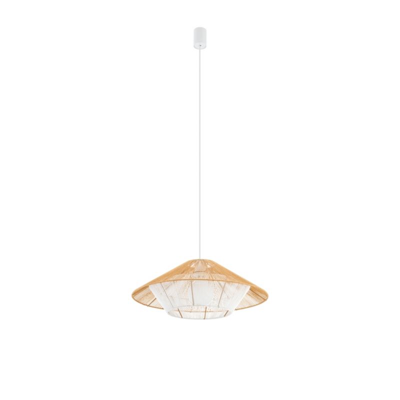 Lampa wisząca Nowodvorski Lighting Japandi S naturalne drewno-biała wym: 160 x 50 x 50 cm 1xE27 x 25W 1 szt.