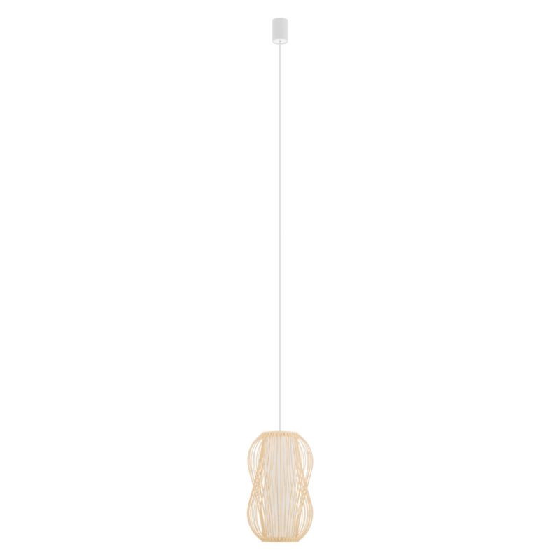 Lampa wisząca Nowodvorski Lighting Puket S naturalne drewno-biała wym: 160 x 21 x 21 cm 1xE27 x 25W 1 szt.