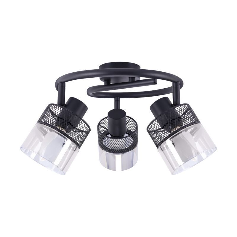 Lampa wisząca okrągła siatkowe klosze ze szkłem Struhm MONTANA czarna 3xE14x40W IP20 wym:19,5x25x9cm - 1 szt.