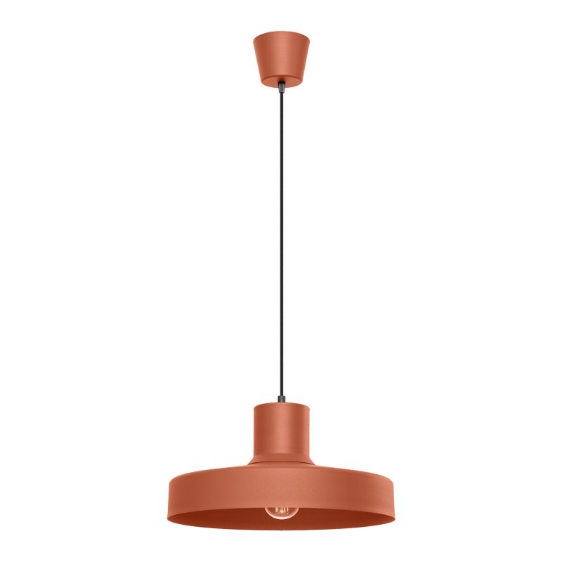 Lampa wisząca okrągły metalowy klosz Sollux Lighting BILO ochra czerwona 1xE27x15W IP20 wym:120x35x35cm - 1 szt.