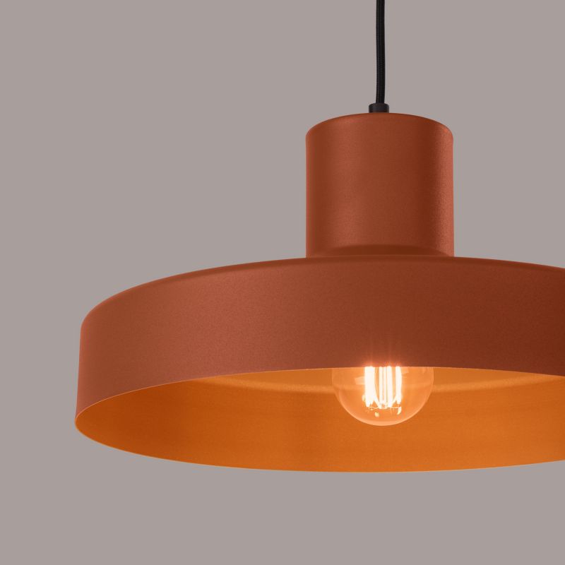 Lampa wisząca okrągły metalowy klosz Sollux Lighting BILO ochra czerwona 1xE27x15W IP20 wym:120x35x35cm - 1 szt.