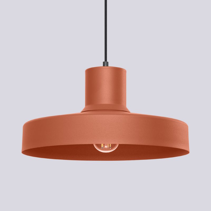 Lampa wisząca okrągły metalowy klosz Sollux Lighting BILO ochra czerwona 1xE27x15W IP20 wym:120x35x35cm - 1 szt.