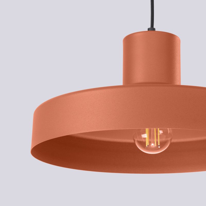 Lampa wisząca okrągły metalowy klosz Sollux Lighting BILO ochra czerwona 1xE27x15W IP20 wym:120x35x35cm - 1 szt.