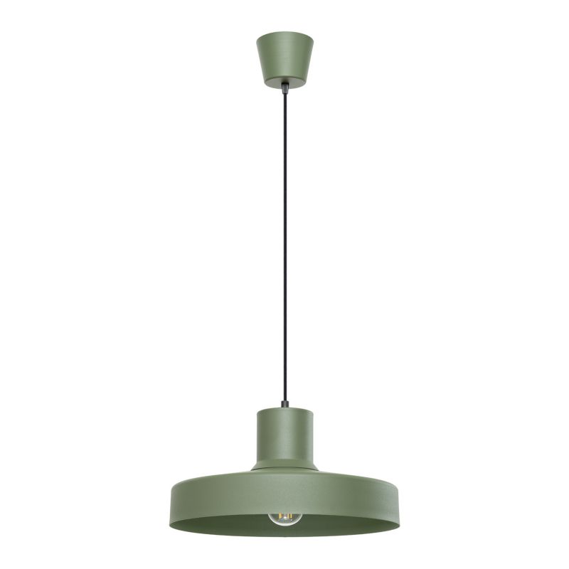 Lampa wisząca okrągły metalowy klosz Sollux Lighting BILO zielony oliwkowy 1xE27x15W IP20 wym:120x35x35cm - 1 szt.