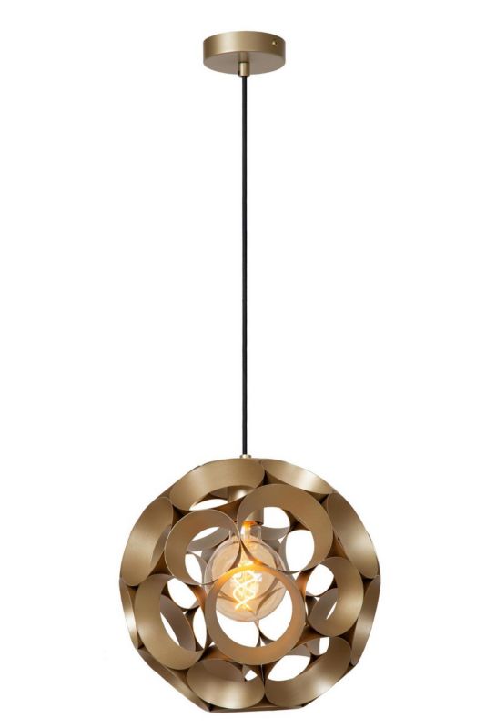 Lampa wisząca ozdobna kula 30 cm Lucide HANNELORE mosiężno-złota 1xE27x40W IP20 wym:163x30x30cm - 1 szt.