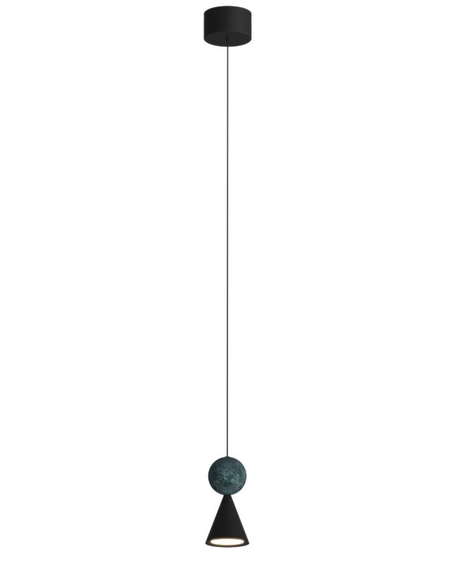Lampa wisząca ozdobna kula malachit Maxlight BINGO czarna LED 8W 3000KK 398lm IP20 wym:221x8x8cm - 1 szt.