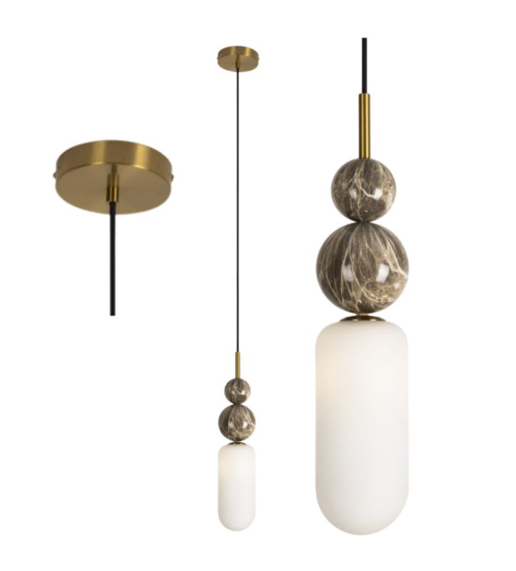 Lampa wisząca ozdobne kulki Maxlight NOVA złoto-biała 1xG9x8W IP20 wym:120x10x10cm - 1 szt.