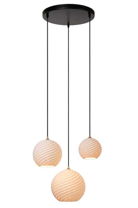 Lampa wisząca ozdobne porcelanowe klosze Lucide BINA biało-czarna 3xE27x40W IP20 wym:155x45x40cm - 1 szt.
