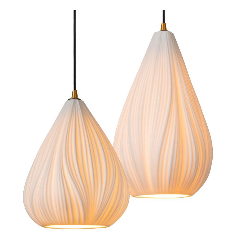 Lampa wisząca ozdobne porcelanowe klosze Lucide CINZIA biało-czarna 4xE27x40W IP20 wym:155x40x40cm - 1 szt.
