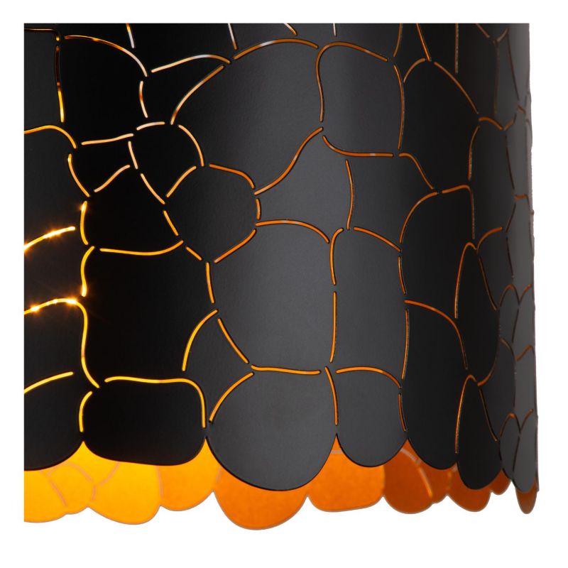 Lampa wisząca ozdobny metalowy klosz Lucide ALMELO czarna 1xE27x40W IP20 wym:155x40x40cm - 1 szt.