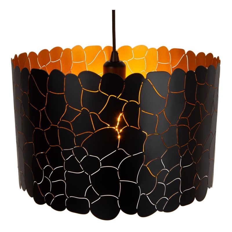 Lampa wisząca ozdobny metalowy klosz Lucide ALMELO czarna 1xE27x40W IP20 wym:155x40x40cm - 1 szt.