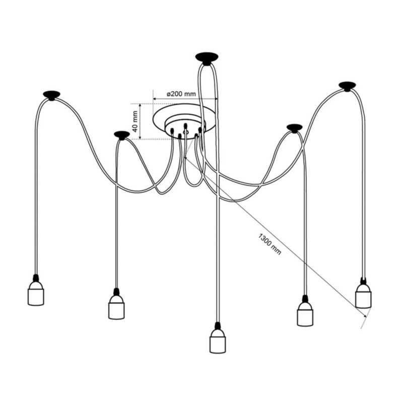 Lampa wisząca pająk Edo Aranea 5xE27 czarny EDO777188  1 szt.