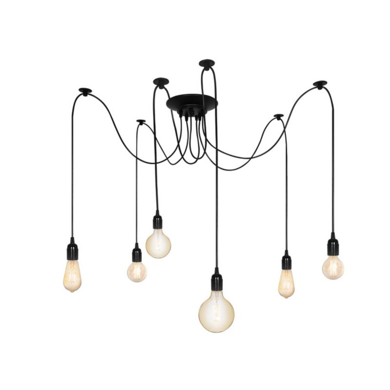 Lampa wisząca pająk Edo Aranea 6xE27 czarny EDO777189  1 szt.