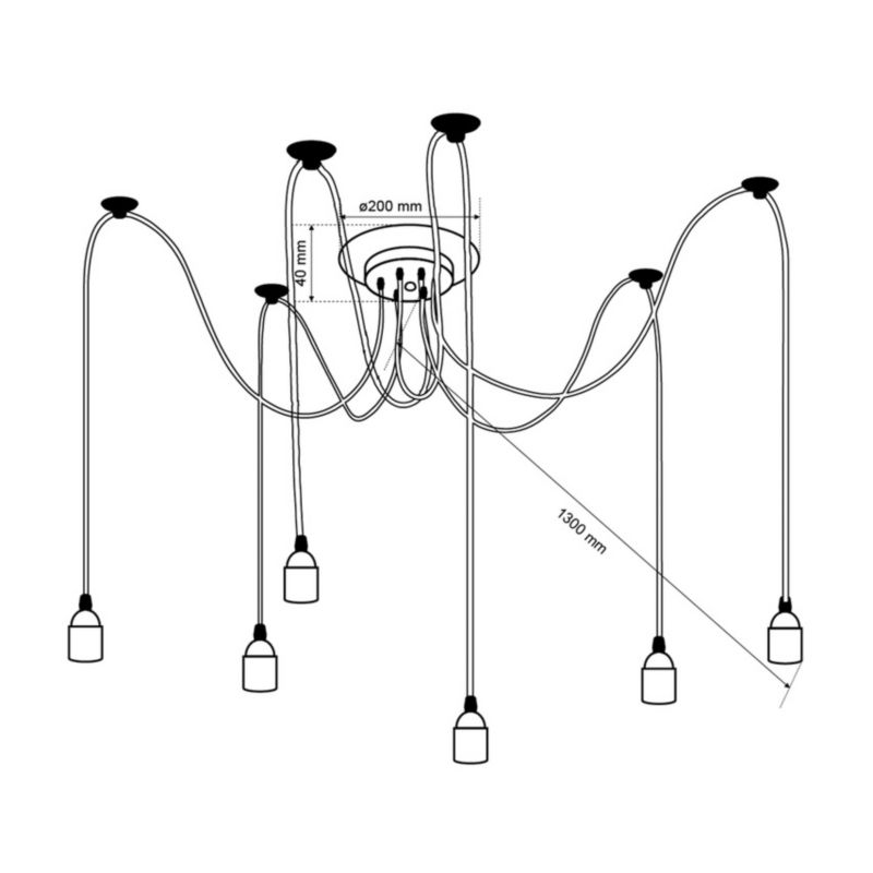 Lampa wisząca pająk Edo Aranea 6xE27 czarny EDO777189  1 szt.