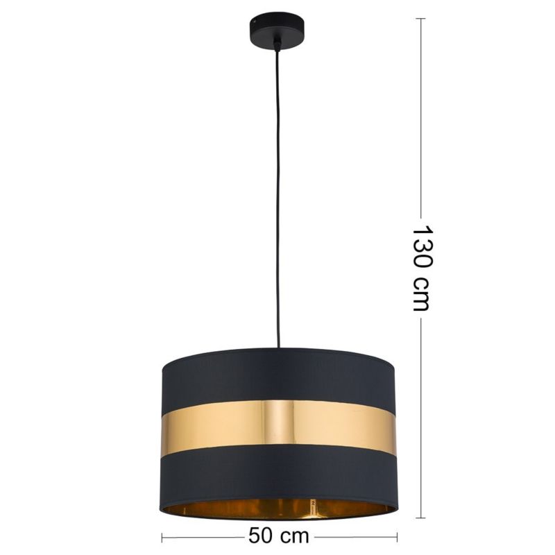 Lampa Wisząca PARIS TK Lighting Czarno Złota 1xE27 50x50 cm 1szt.