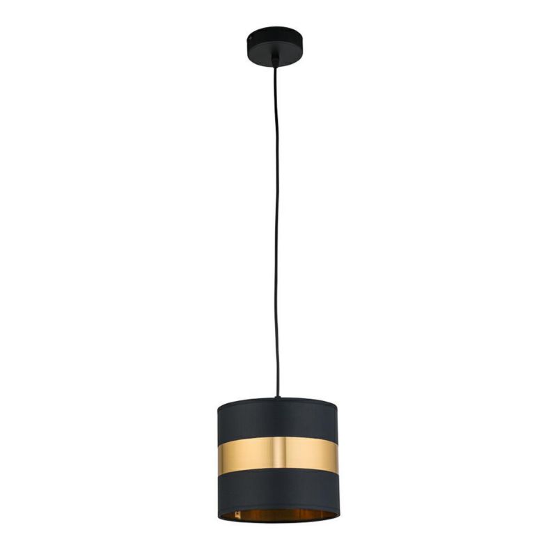 Lampa Wisząca PARIS TK Lighting czarno złoty klosz 1xE27 20x20 cm 1szt.