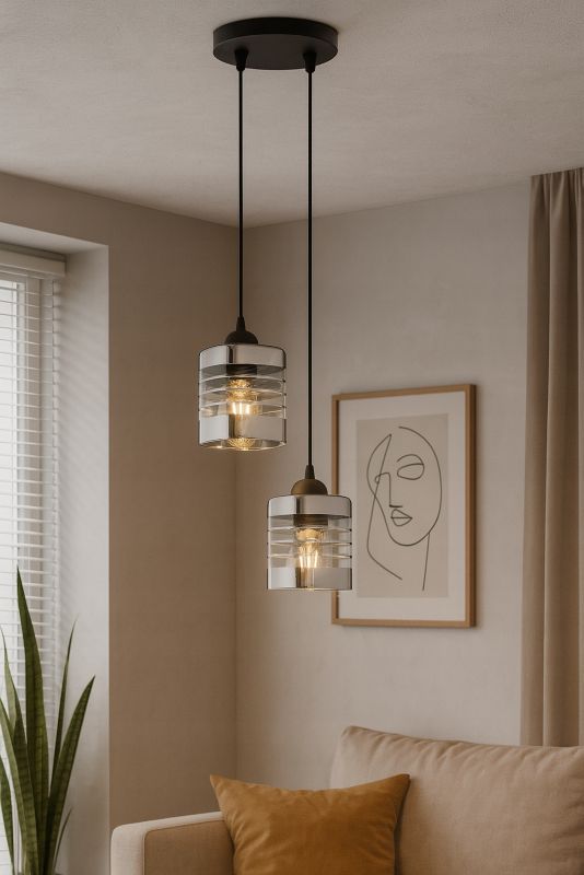 Lampa Wisząca Plafon Elko-Lighting 2-Punktowy Linea E27 czarny 1 szt