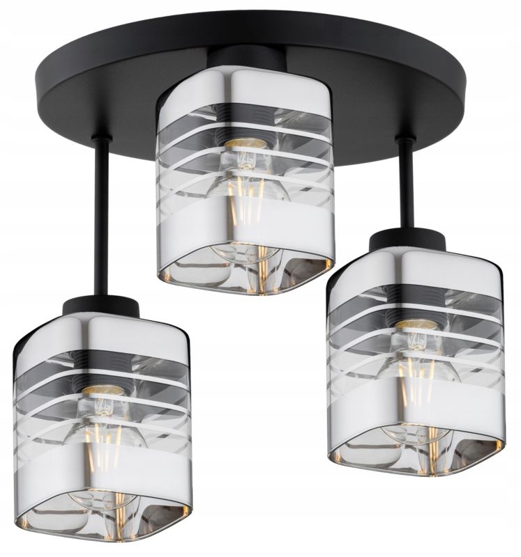 Lampa Wisząca Plafon Elko-Lighting 3-Punktowa Linea E27 czarny 1 szt