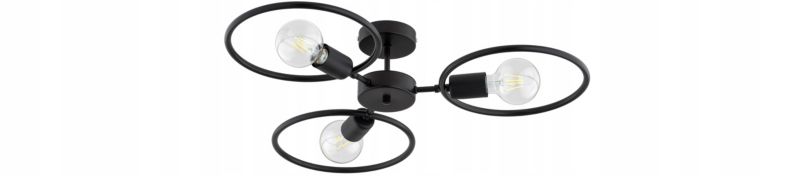 Lampa Wisząca Plafon Elko-Lighting 3-Punktowe Koła Ring Edison E27 czarny 1 szt