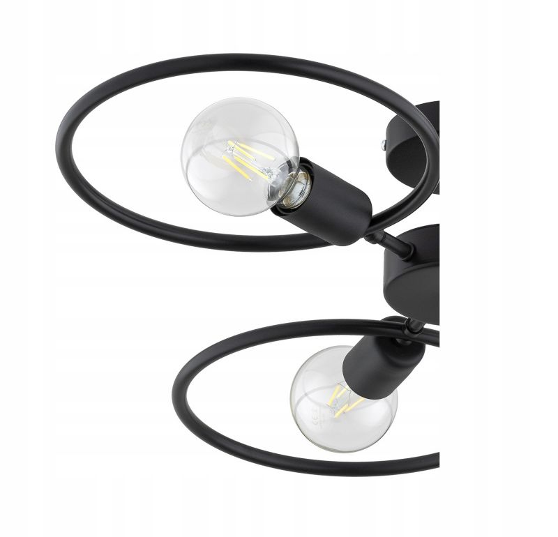 Lampa Wisząca Plafon Elko-Lighting 3-Punktowe Koła Ring Edison E27 czarny 1 szt